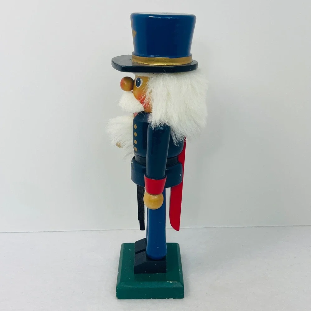 Vintage Wooden Mailman Nutcracker Postman with Letter and Mail Bag 10 Inch Blue